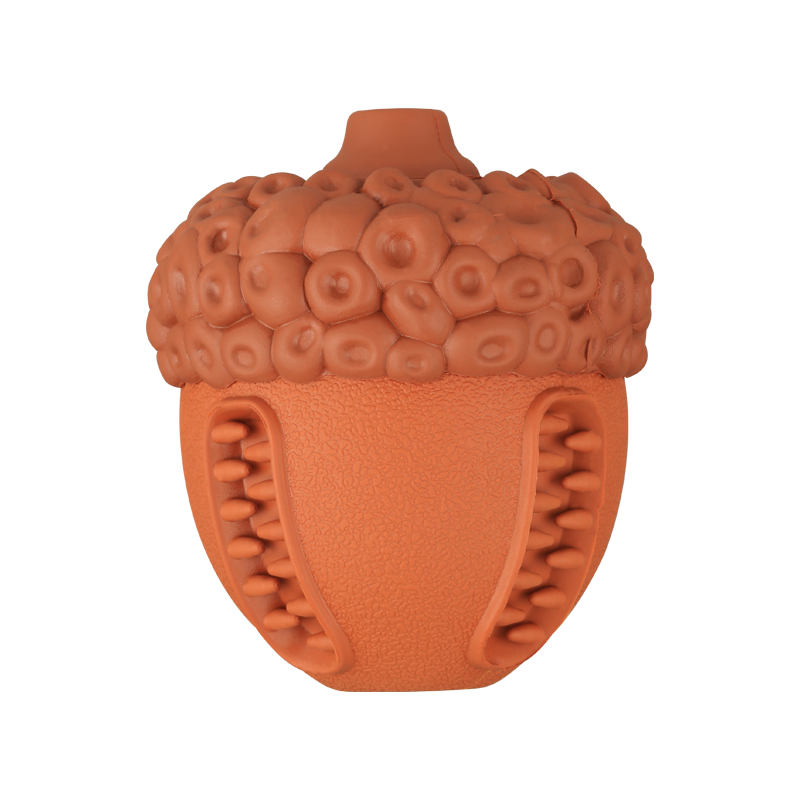 Usine en gros caoutchouc naturel durable forme Hazelnutr agressif Chewer Squeaky Pet Toy