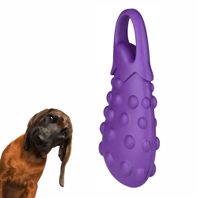 Jouet interactif pour chien conçu par des fruits en caoutchouc naturel, jouets à mâcher pour chien aubergine